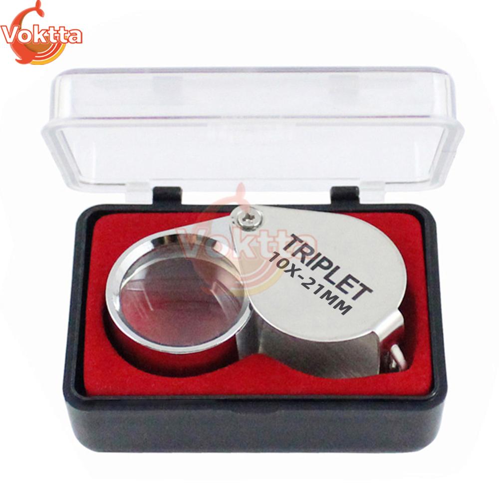 

30X 20X 10X Pocket Loupe Magnifier Metal Jewelry Magnifying Glass Foldable Lens Triplet Glass Diamond Jewelers Eye Glass Tools 10X-21MM