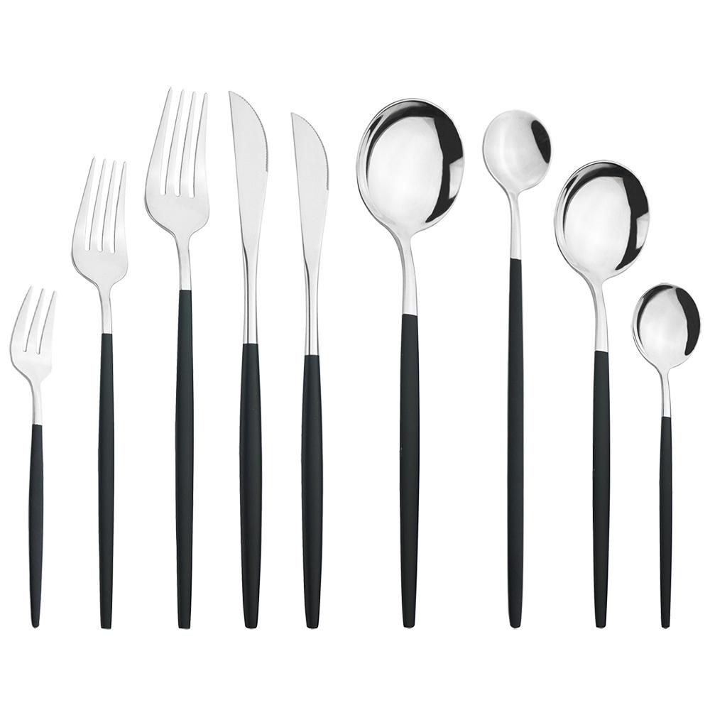 9 adet/takım altın çatal bıçak kaşık seti hizmeti 1 paslanmaz çelik yemek takımı sofra bıçağı tatlı kek meyve çatal kaşık ev sofra takımı gümüş seti