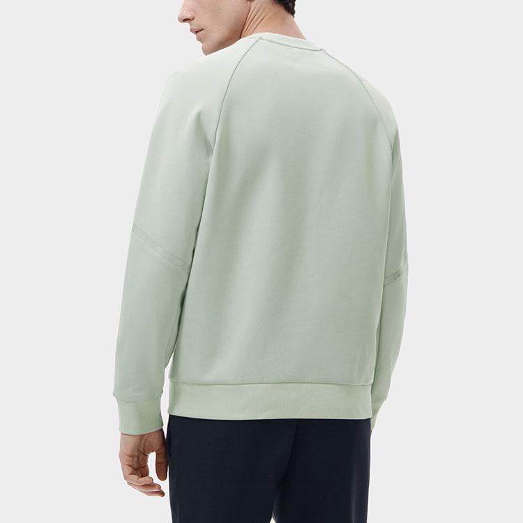 Fila Solid Color Crew Neck Casual Pullover Sweatshirt Men Sweatshirt Willow-Green F11M317204F-TQ