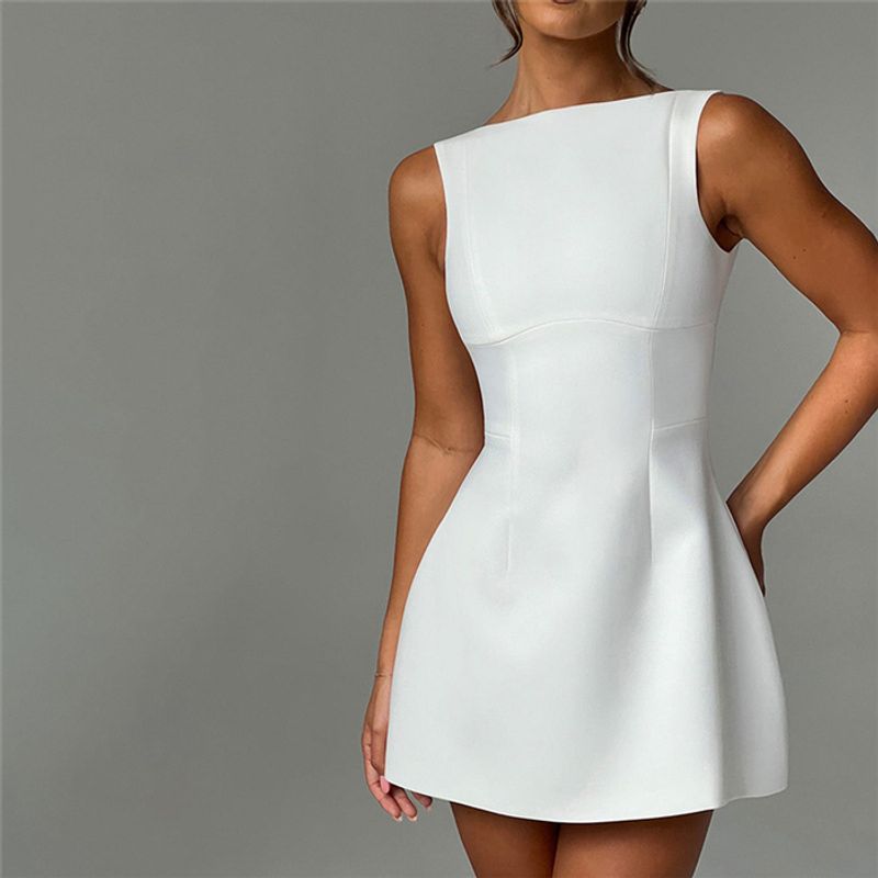 

Fashion Fashion Elegance Silm Sleeveless Open Back Slip Dress Dress Sexy Mini Strap Dress White S