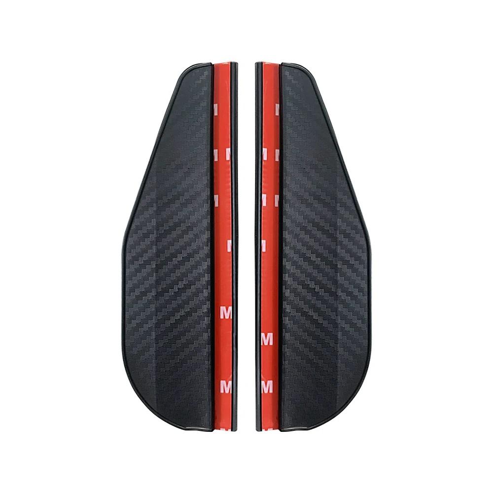 2PCS Car Rearview Mirror Rain Eyebrow Carbon Fiber Sun Visor Shade Protector Clear Vision Rain Auto Mirror Organizer Accessories