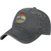 Retro Kayak Sunset Graphic Baseball Cap Washed Cotton Dad Hat Adjustable Outdoor Sport Cap