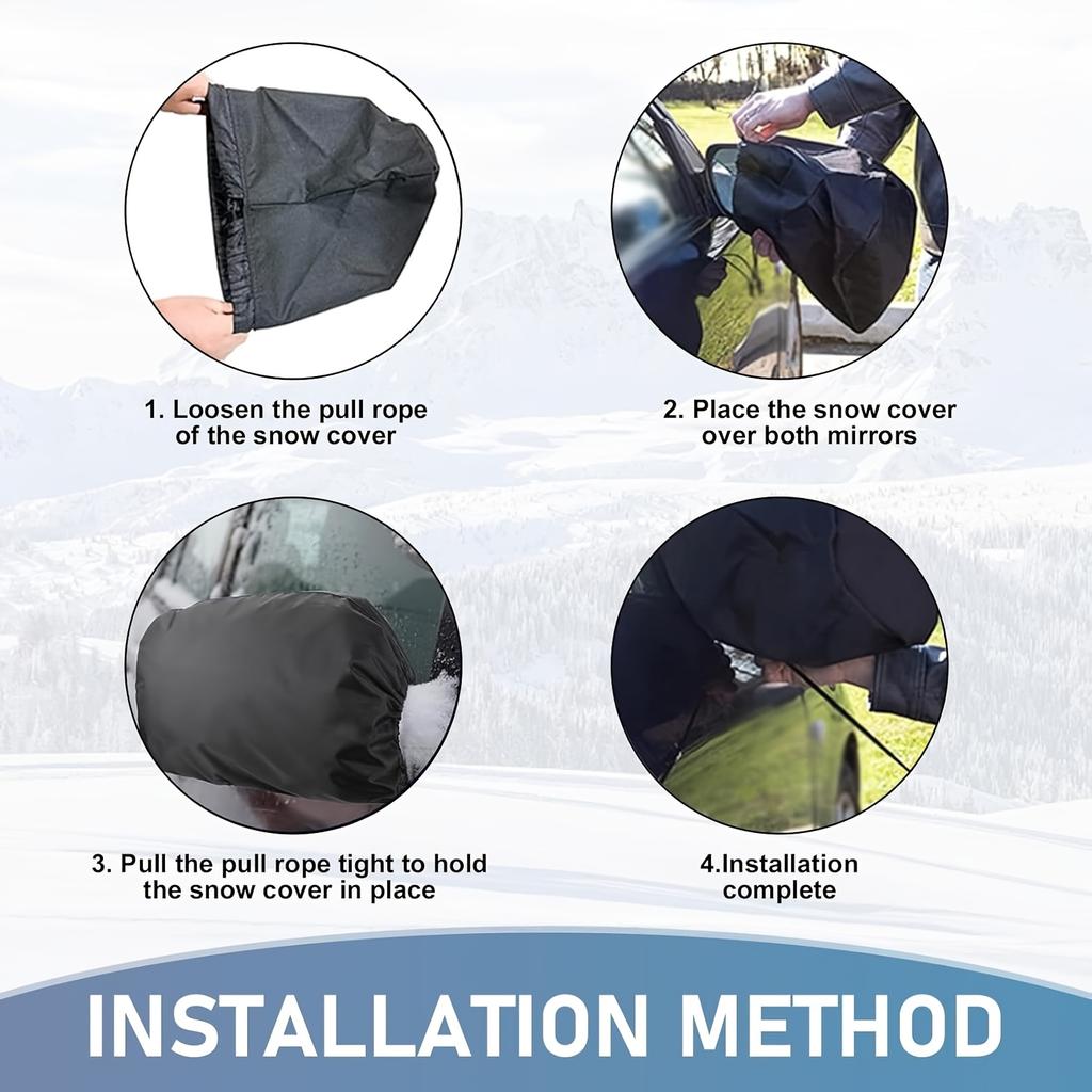 2pcs Car Rearview Mirror Snow Covers, Adjustable Strap Mirror Covers, Suitable for Most SUVs, Minivans, Sedans, Easy Install