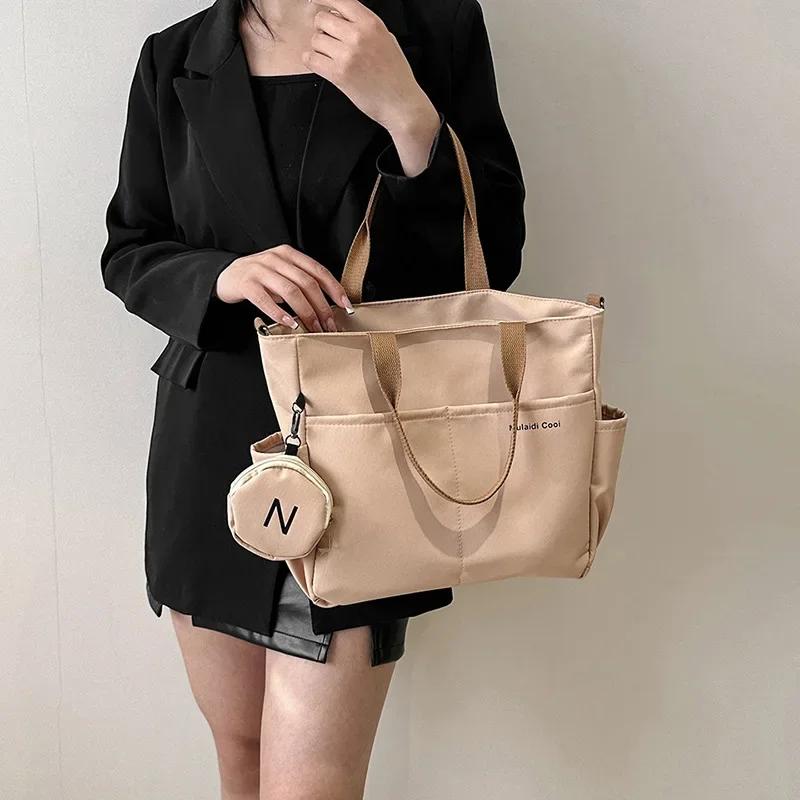 

Womens Fashion Shoulder Bags Oxford Waterproof Tote Bag High-Capacity Simple Wide Strap Crossbody Student Computer Shoulder Bags