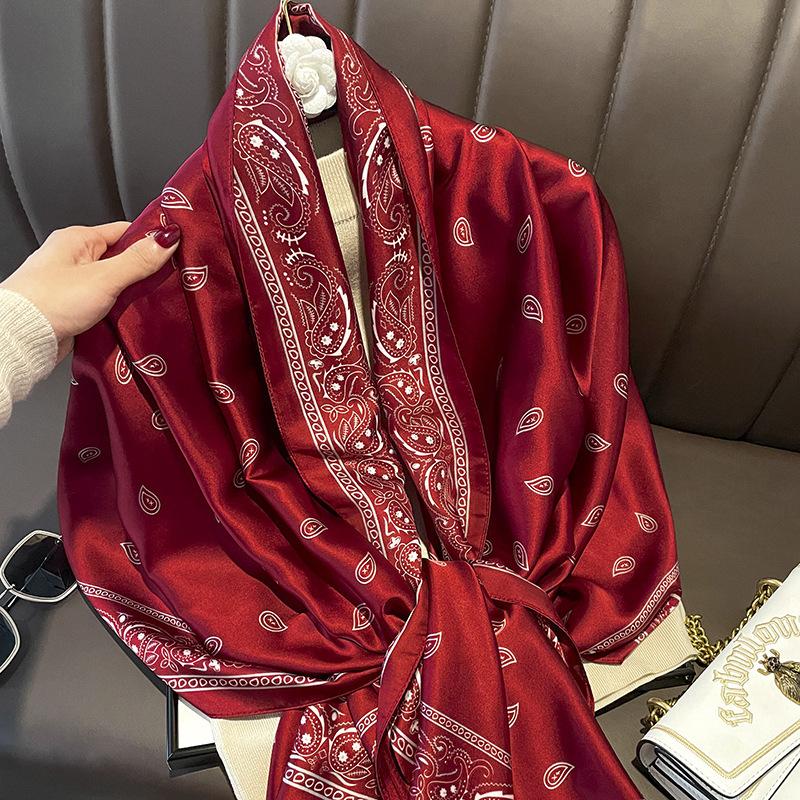 Bufanda de seda para mujer, de alta gama, para primavera, otoño y verano, combina con todo, fina, protectora del cuello, estilo occidental.