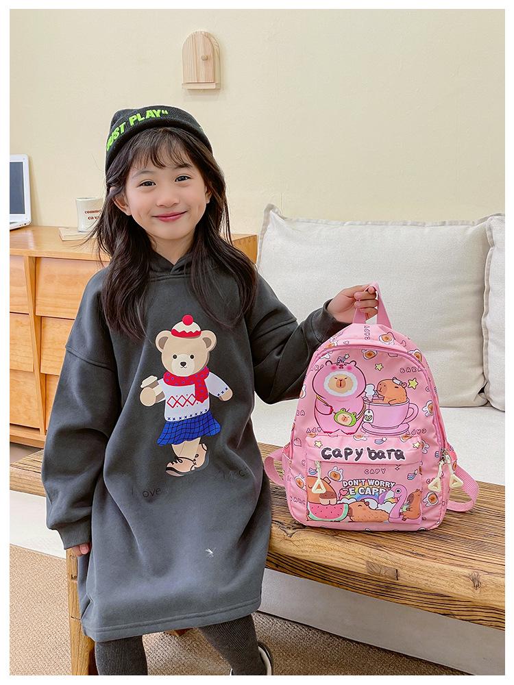 Trendy Capybara Print Double Shoulder Backpack - Large Capacity for Students and Kids