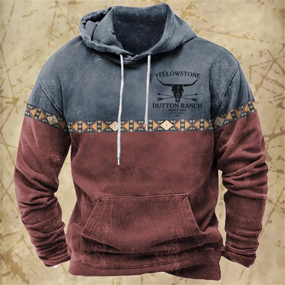 Vintage Contrasting Yellowstone Graphic 3d Print Hoodie Autumn Long Sleeve Man Hooded Sweatshirt Oversized Men Hoodies