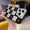 Creative black plaid women's love Apple 17 transparent magnetic mobile phone case iPhone15promax protective case