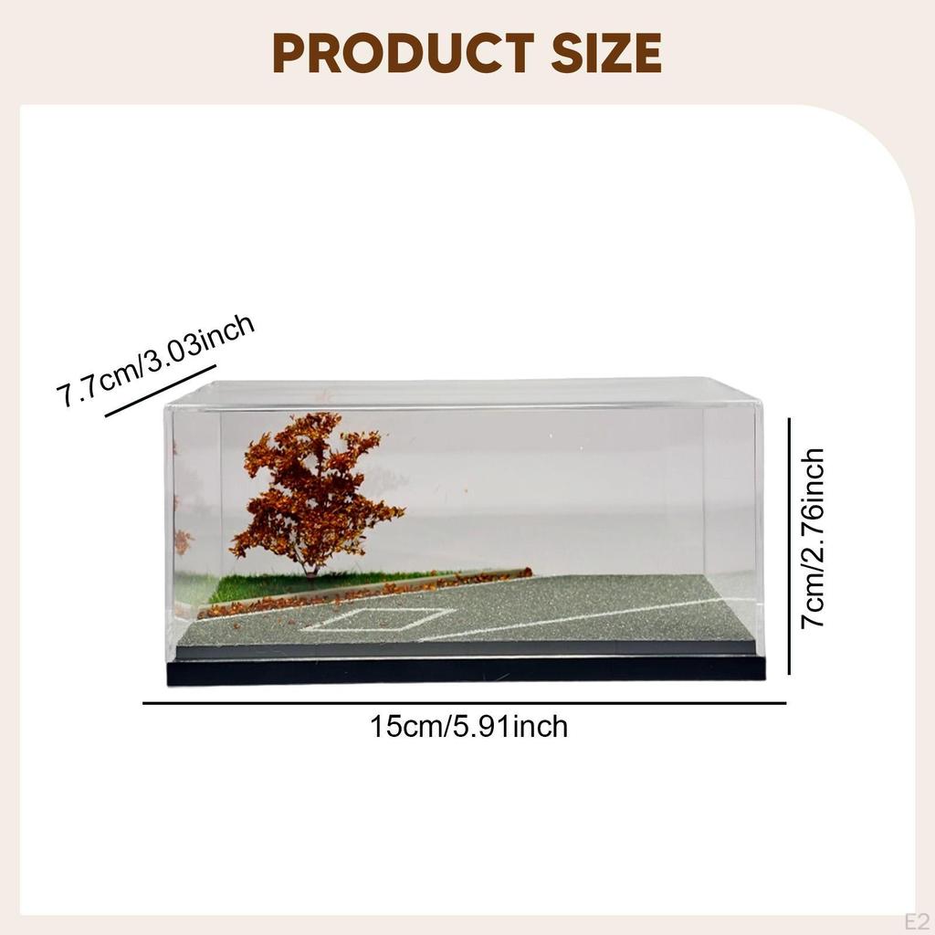 1/64 Scale Model Car Display Case Toy Storage Box Autumn Highway Ornament Decorative Dustproof
