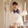 Original design home sexy nightgown contrasting colors new suspender ice silk nightgown pajamas nightgown women's suit