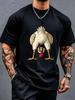 Silly Upside Down Chicken Cartoon Graphic Unisexs Cotton Short Sleeve Tee Funny Animal Casual Top For Humor Loving Adult Male Fans