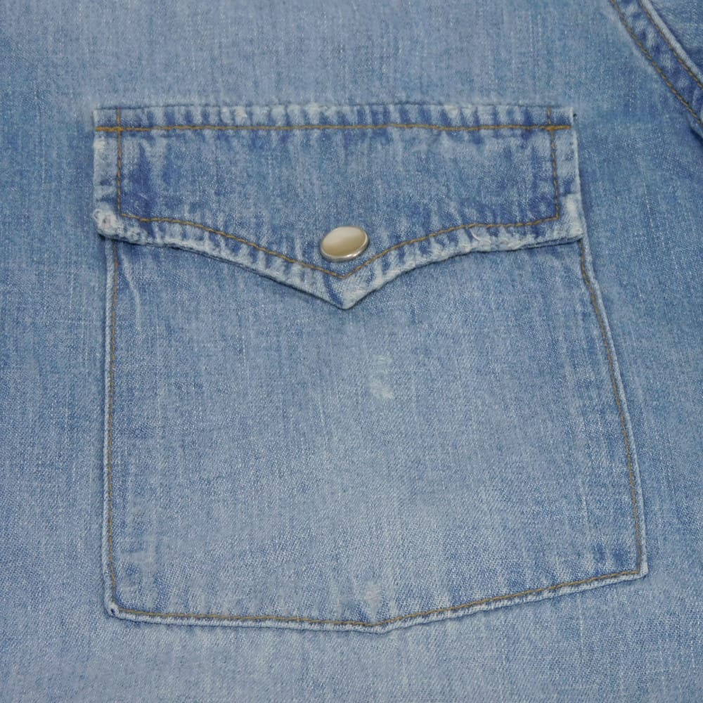Used 9921 Western Denim Shirt 417374 Y890L 7832 S Crushed 16 Stainless Steel Eddie Era Cotton Washed Blue Men's from