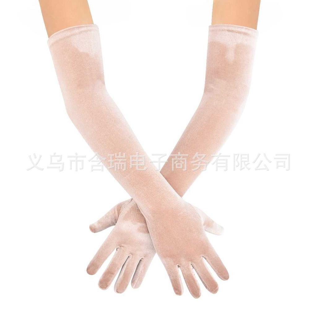 Long Flocked Gloves, 53cm, Party Gloves for Women, Evening and Formal Wear Accessory