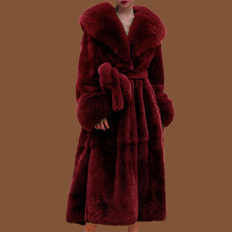 Autumn and winter big fur collar fashion fur coat women's medium and long thickened temperament loose casual coat