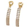 Women's Long Tassel Earrings - Titanium Stainless Steel with Diamond Inlay.