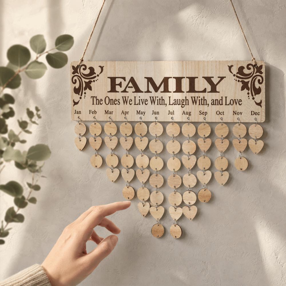 Brown Birthday Reminder Calendar 15.75 X 4.72 X 0.20in Family Sayings Pattern for Grandma
