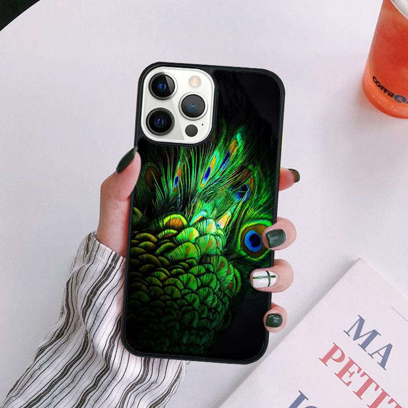 Bird Peacock Feather Phone Case For iPhone 17 Air 14 13 12 16Pro Max 15 Plus Max Cover Shell coque