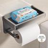 Space Aluminum Bathroom Tissue Holder with Storage Shelf