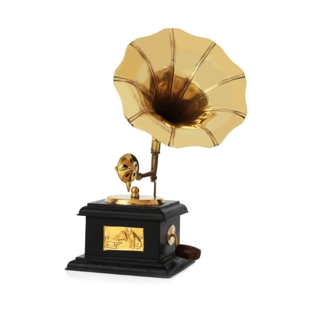 

Golden Gramophone Showpiece | 24cm Handmade Multicolor Home Decor | Antique Style Decorative Piece золотистый