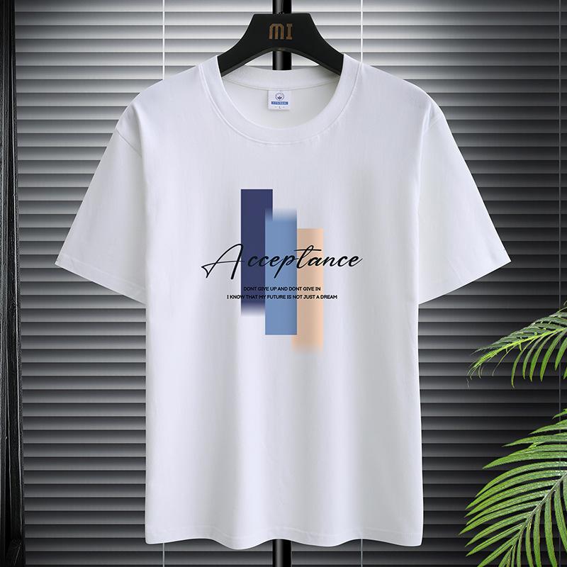 

Летние мужские футболки с круглым вырезом и коротким рукавом, базовый слой, топ в корейском стиле, свободные спортивные футболки S белый