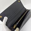 Used Peak Prada Long Wallet Folding Wallet Shibo Leather Triangle Logo Black