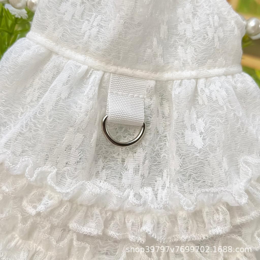 Spring and summer thin mesh flying sleeves princess dress dog cat sunscreen clothes anti-hair loss breathable pet clothing