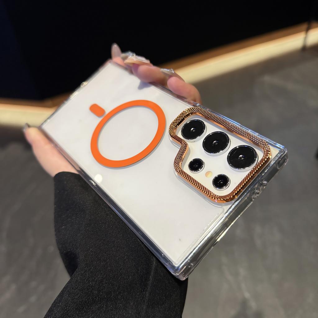 Luxury Transparent Shockproof For Magsafe Case for Samsung Galaxy S25 Edge S24 Plus S23 FE S22 Ultra Magnetic Armor Back Cover