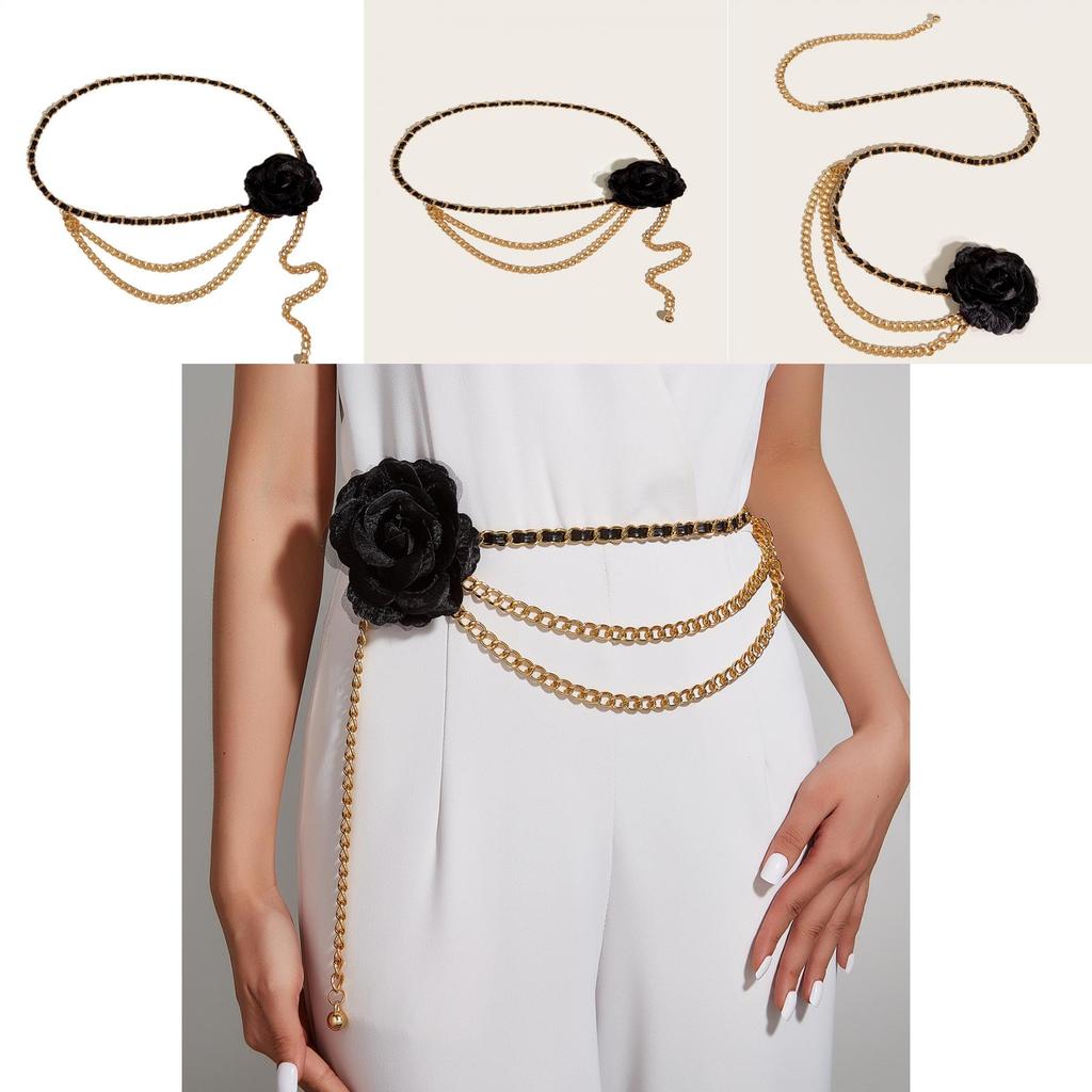 Metall-Blumen-Ketten gürtel mit künstlerischem Blumendesign für modebewusste Frauen