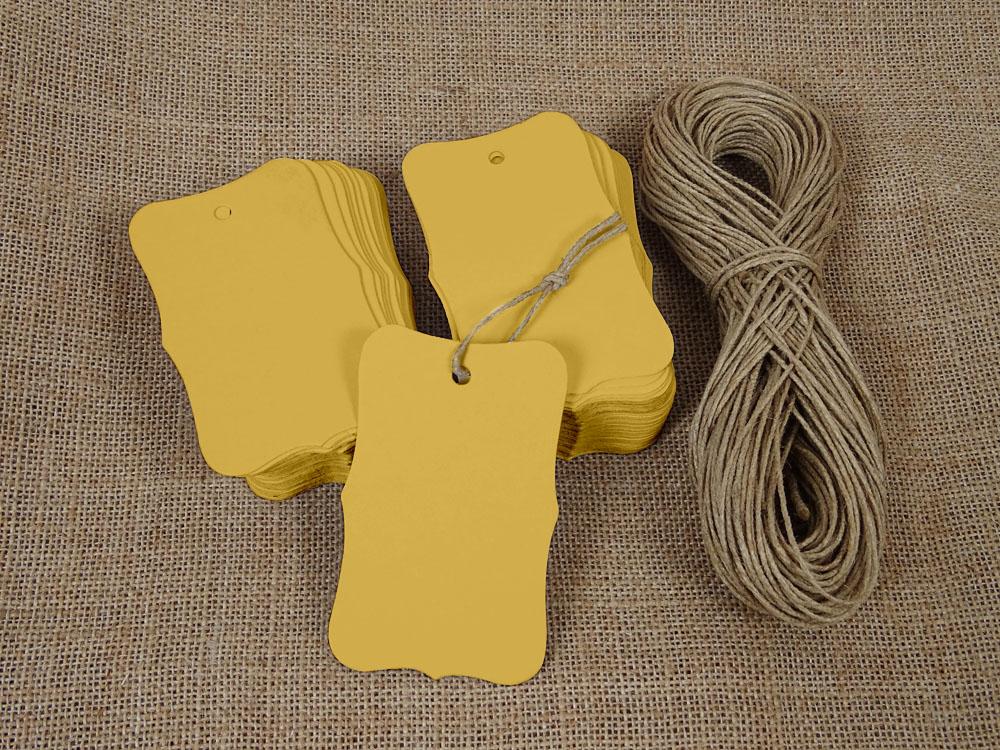 100 peças de etiquetas para pendurar lembrancinhas de casamento Bonbonniere, cartão de presente, formato retangular, com barbante de juta natural grátis