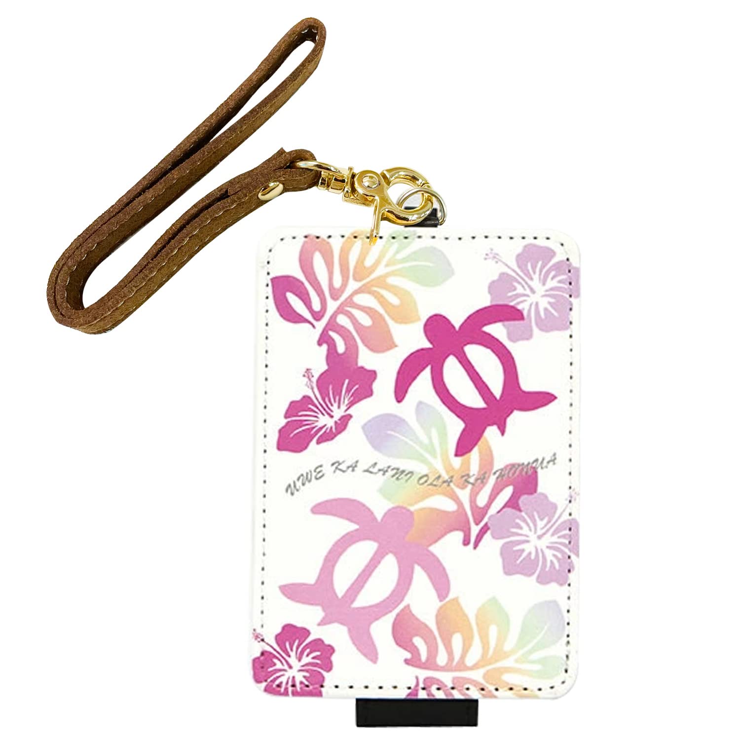 

Grand Cinq Women s Pass Case (with Anti-Fall Strap & Button) Honu Pink IC Card Case for Commuting and School