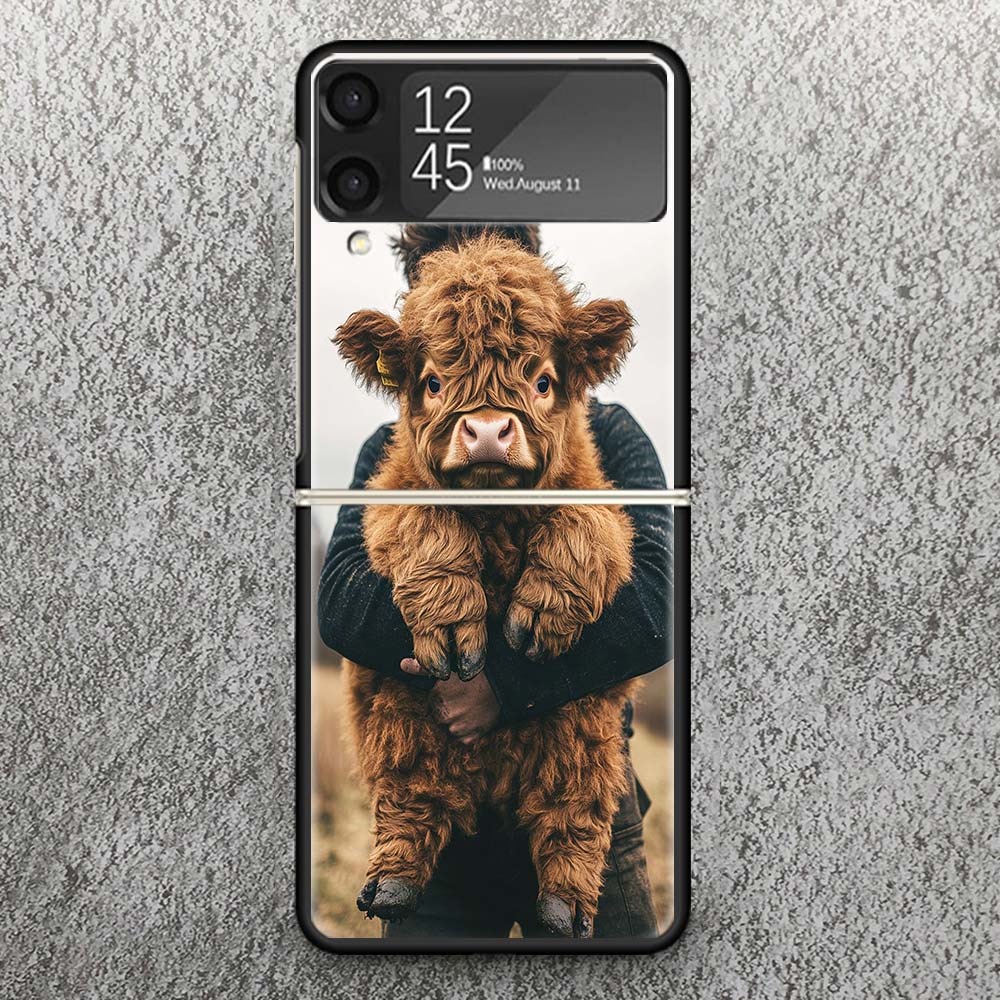 

Cute Highland Cow Print Case For Samsung Galaxy Z Flip 3 4 5 6 7 5G Phone Shell Flip7 Flip6 Flip5 Flip4 Flip3 Pattern Cover For Samsung Z Flip 6
