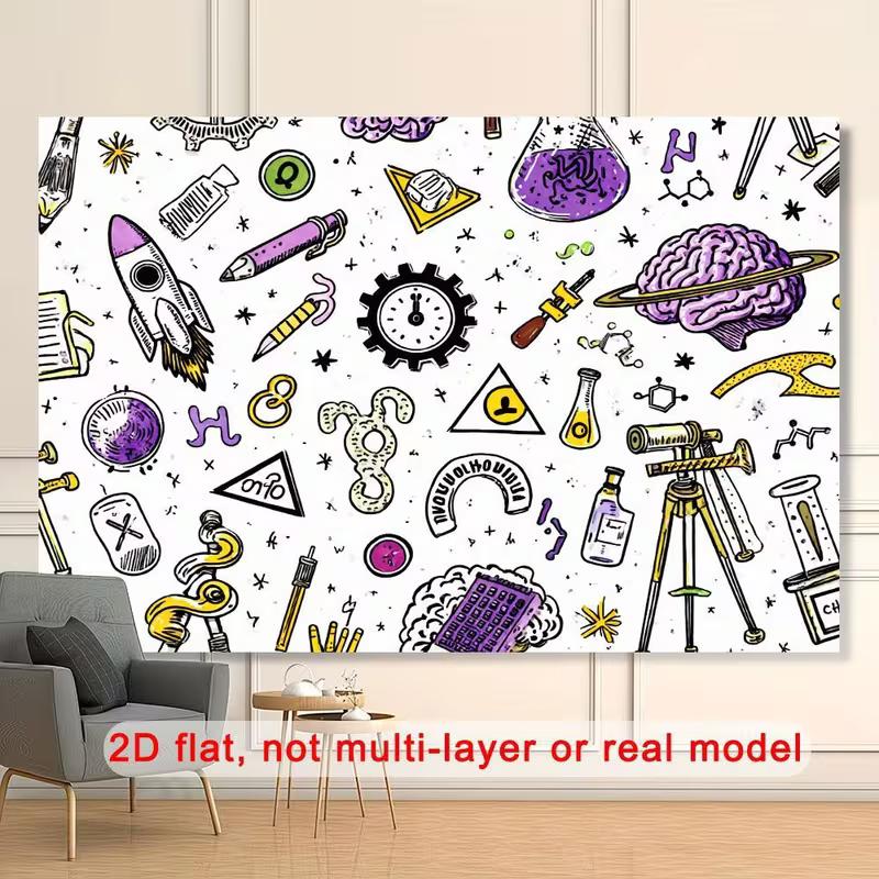 Science Lab Doodle Backdrop, STEM Classroom Photography Background