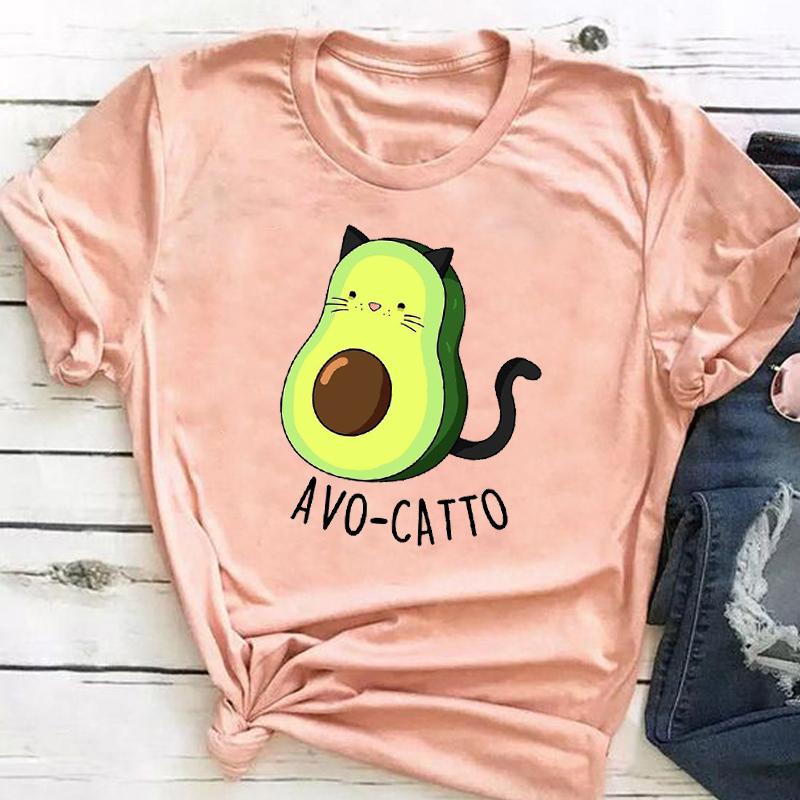 (Asian Size ) Graphic Tee Avocado Love Style Clothing Summer Sweet Trend  Print Female T Top Casual Short Sleeve Women Fashion T-shirt