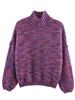 Autumn Winter Floral Yarn Chunky Knit High Neck Sweater - Women's Loose Fit