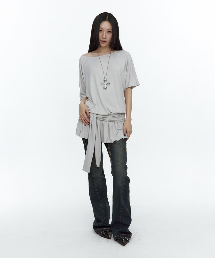 Rough Neck Waist Tie Dress