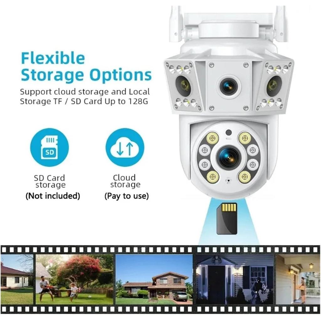 Dual Lens 6MP WiFi Security Camera, PTZ Wireless Home Security Camera,2.4/5GHz Wireless Camera, Video Surveillance for Home CCTV Security (NO Plug)