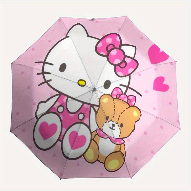 1pc Hello Kitty with Teddy Bear Umbrella with Plastic Handle,Suitable for All Seasons Home Travel Outdoor UmbrellaSanlio433