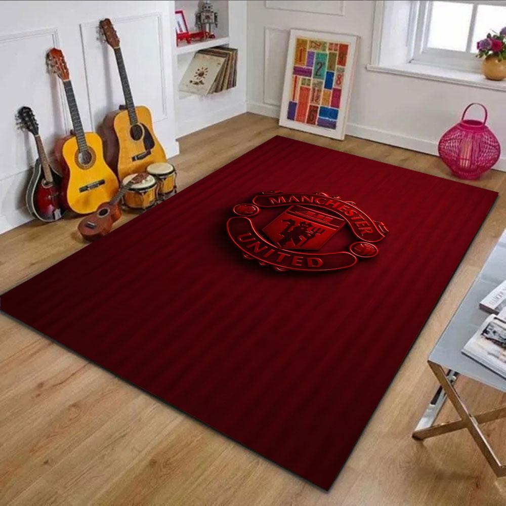 Manchester United Logo Red Design Patterned carpet, non slip mat suitable for living room and bedroom sofas
