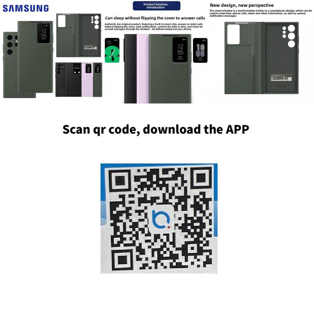 Funda Cartera de Cuero tipo Flip para Samsung Galaxy S23 Ultra con Ventana Inteligente para Uso de Negocios y Moda