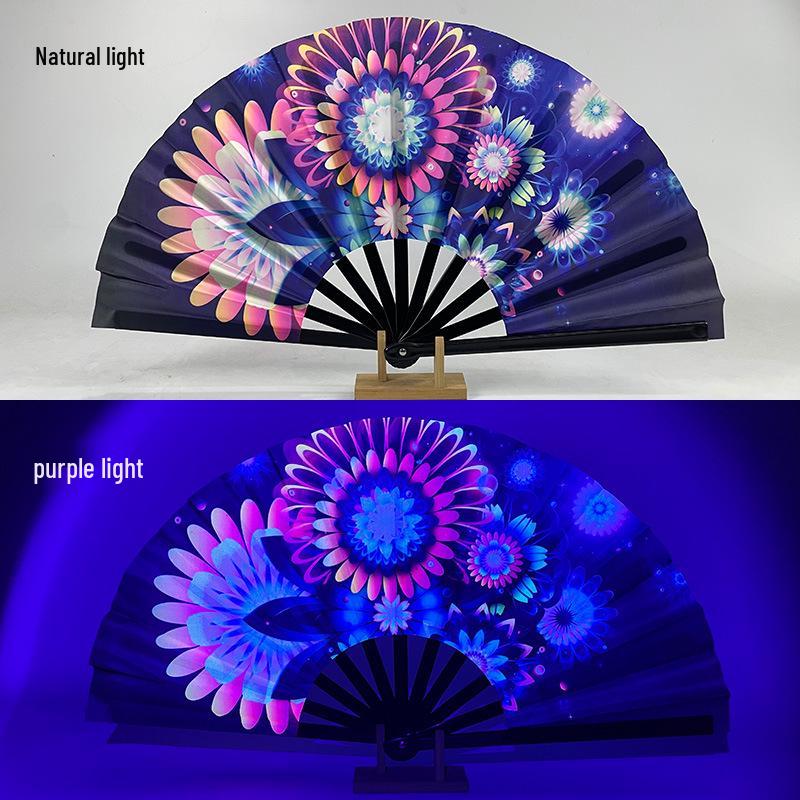 Leuchtender faltbarer Kung-Fu-Party-Fächer mit UV-fluoreszierender Leuchtkraft