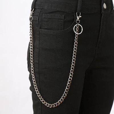 Trendy Round Pendant Jeans Chain: Hip-Hop Style Keychain with Versatile European-American Design