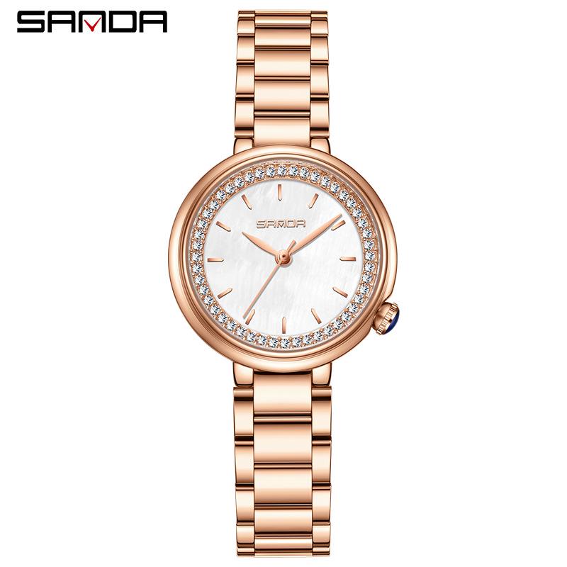 Sanda Women's Diamond-Studded Quartz Watch: Fashionable, Light Luxury, Versatile Steel Band 