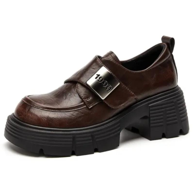 Zhike~ Platform Loafers Women's 2025 New Spring and Autumn British Style Small Leather Shoes One Pedal Ankola Red Shoes
