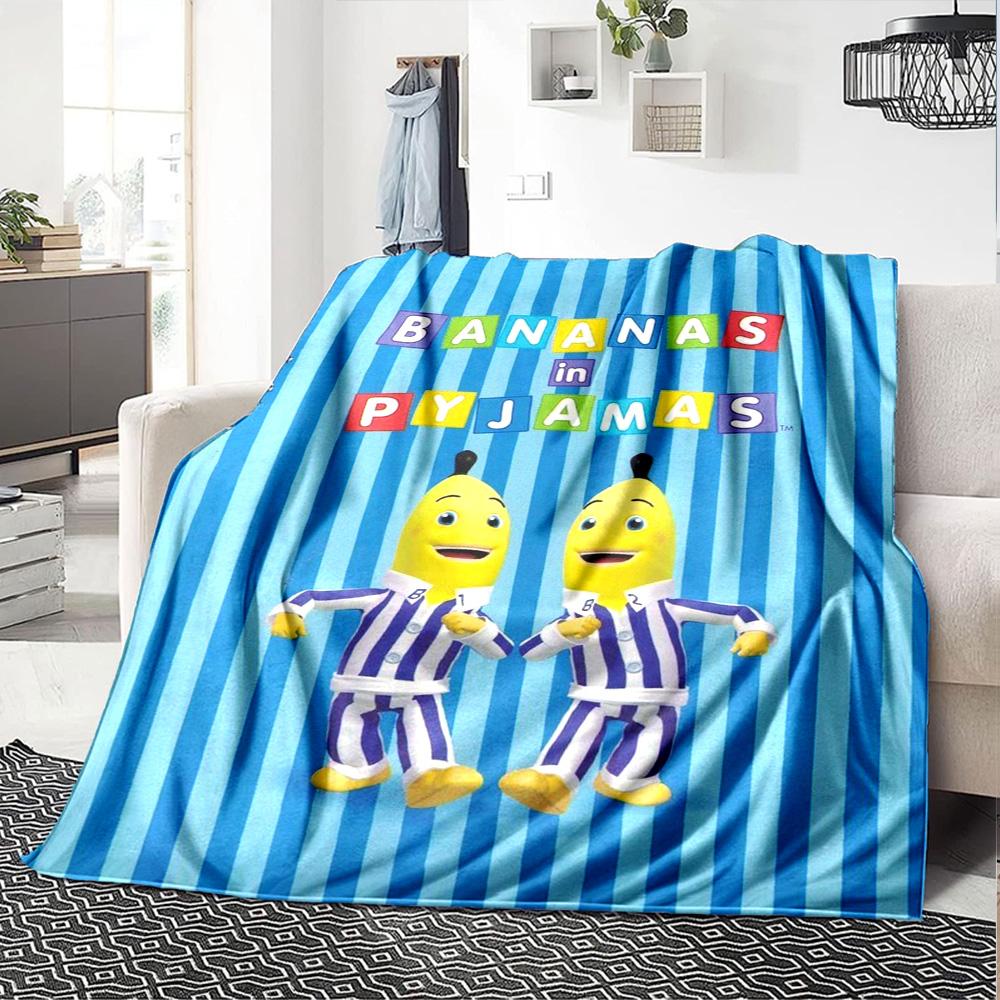 Bananas In Pyjamas Print Flannel Blanket High Quality Warm Comfortable Cover for All Seasons Perfect for Gifts Home Decor