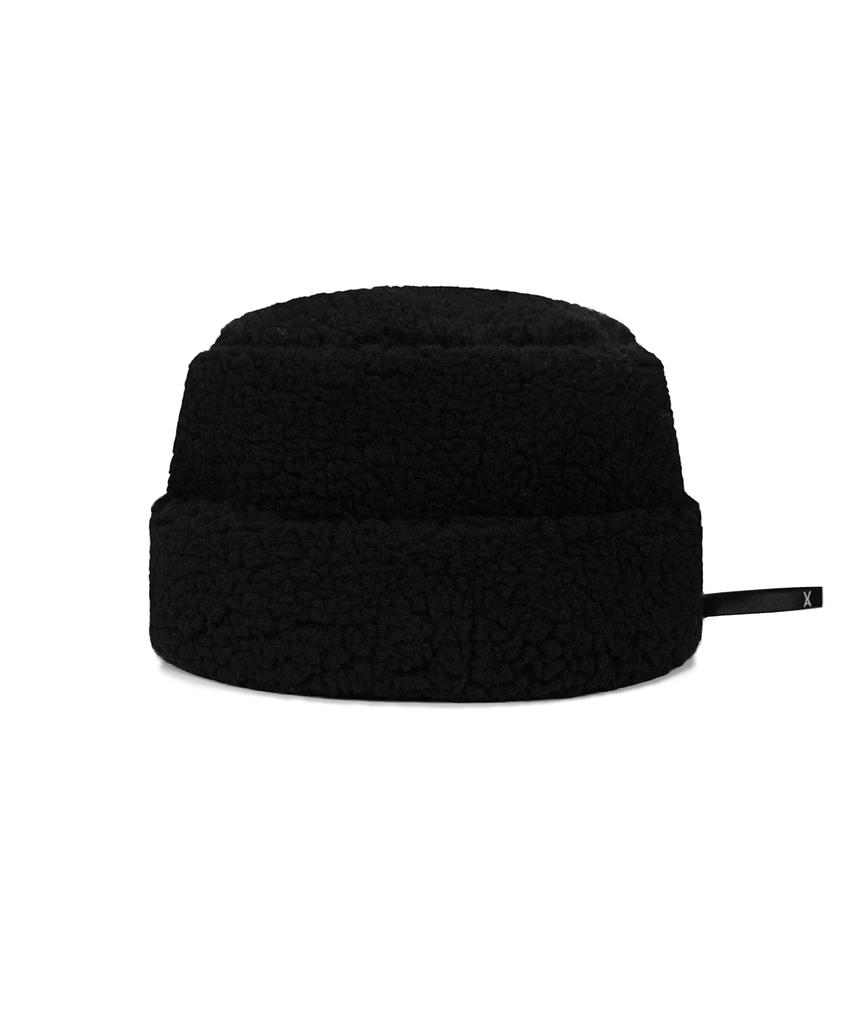 Bajal Va Long Label Fleece Mongolian Bucket Hat Black