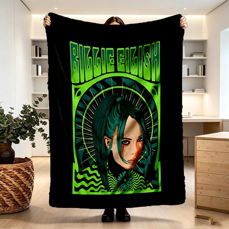 Billie Eilish Print Blanket - Soft & Comfortable, for Bedroom, Travel, Sofa, Home Decoration - Birthday Christmas Gift for Friend