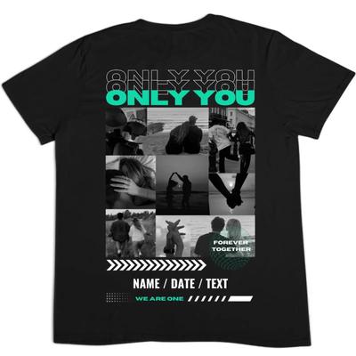 Tricouri Personalizate Iubit Iubită Personalizate Cuplu Cu Colaj Foto Și Doar Text Grafică Vintage Elegant Homme