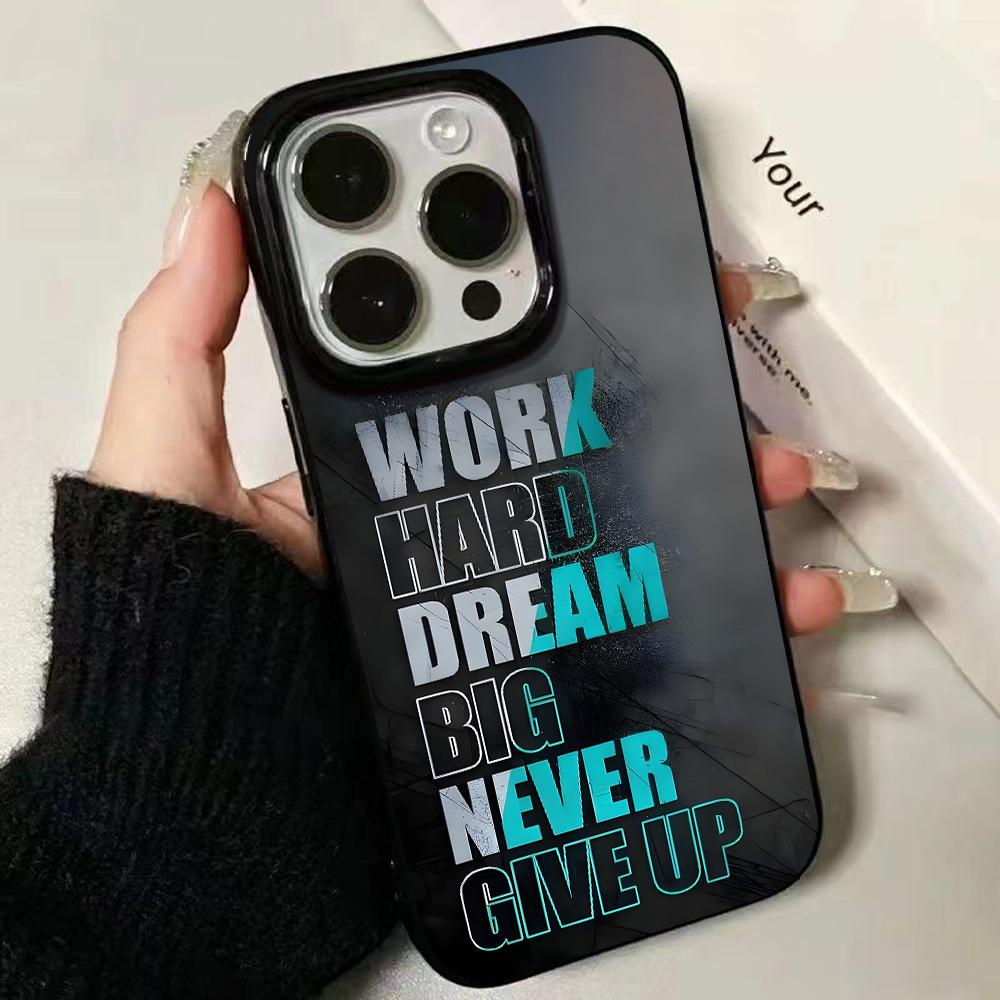 Fashionable inspirational text mobile phone case suitable for iPhone 17 16 15 14 13 12 Pro/ Max /Plus anti-fall and shockproof