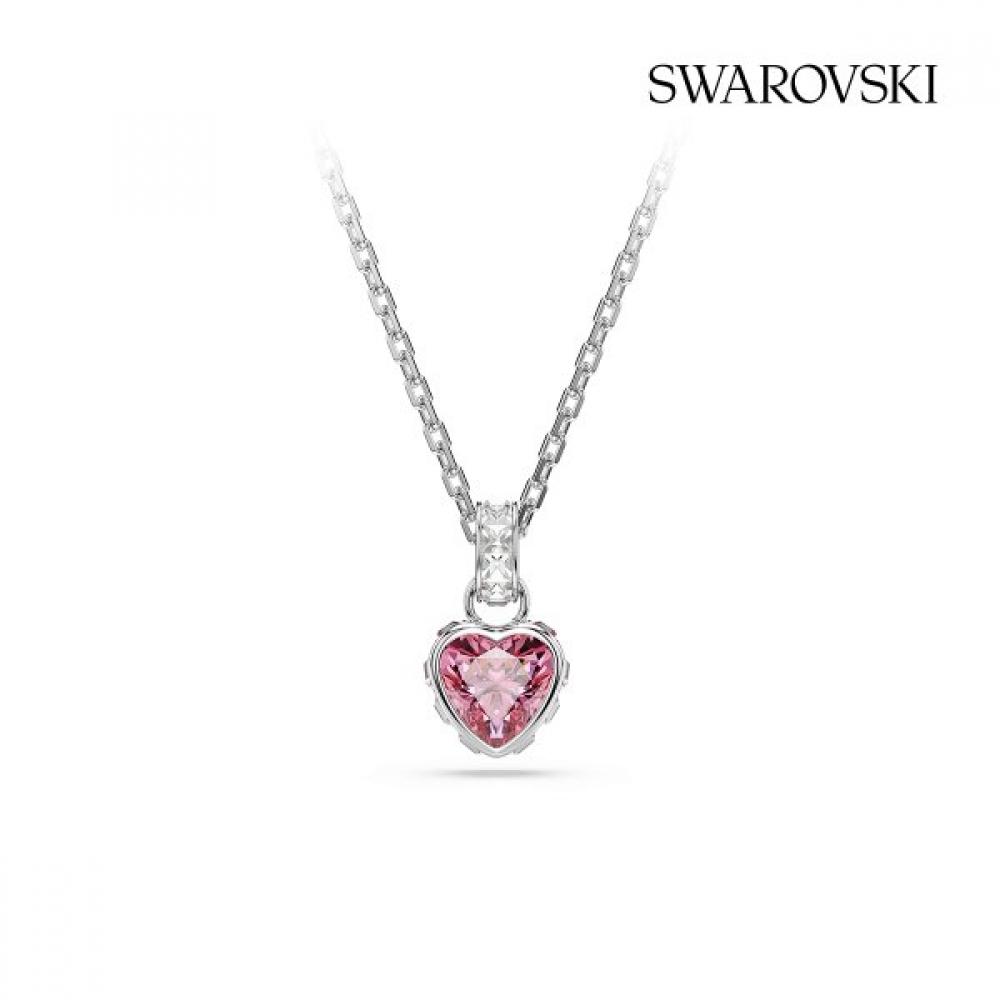 Swarovski Heart Necklace Pink Rhodium 5757789