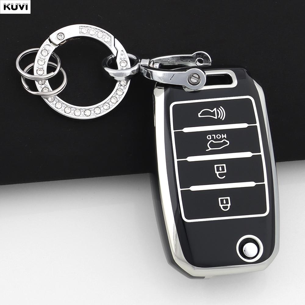 3 4 Tasten TPU Auto Klappschlüssel Hülle Abdeckung Für Kia Rio Optima Sportage Sorento Soul Ceed Cerato Forte Seltos Schutz Fob Schlüsselanhänger